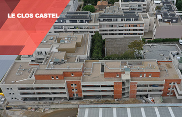 Vue aérienne des travaux sur le chantier le Clos Castel à Castelnau-Le-Lez