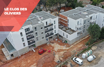 Vue aérienne des travaux du chantier du Clos des Oliviers à Martigues